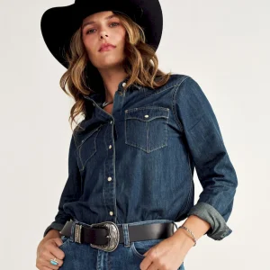Women's Denim Pearl Snap