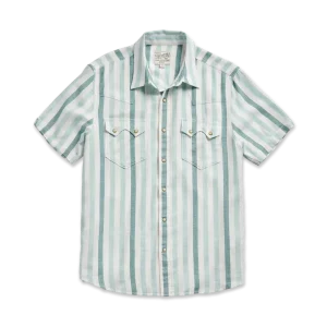 Men's Sawtooth Linen Short Sleeve Pearl Snap