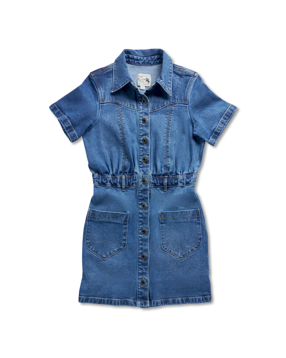 Women's Short Sleeve Denim Dress - Image 7