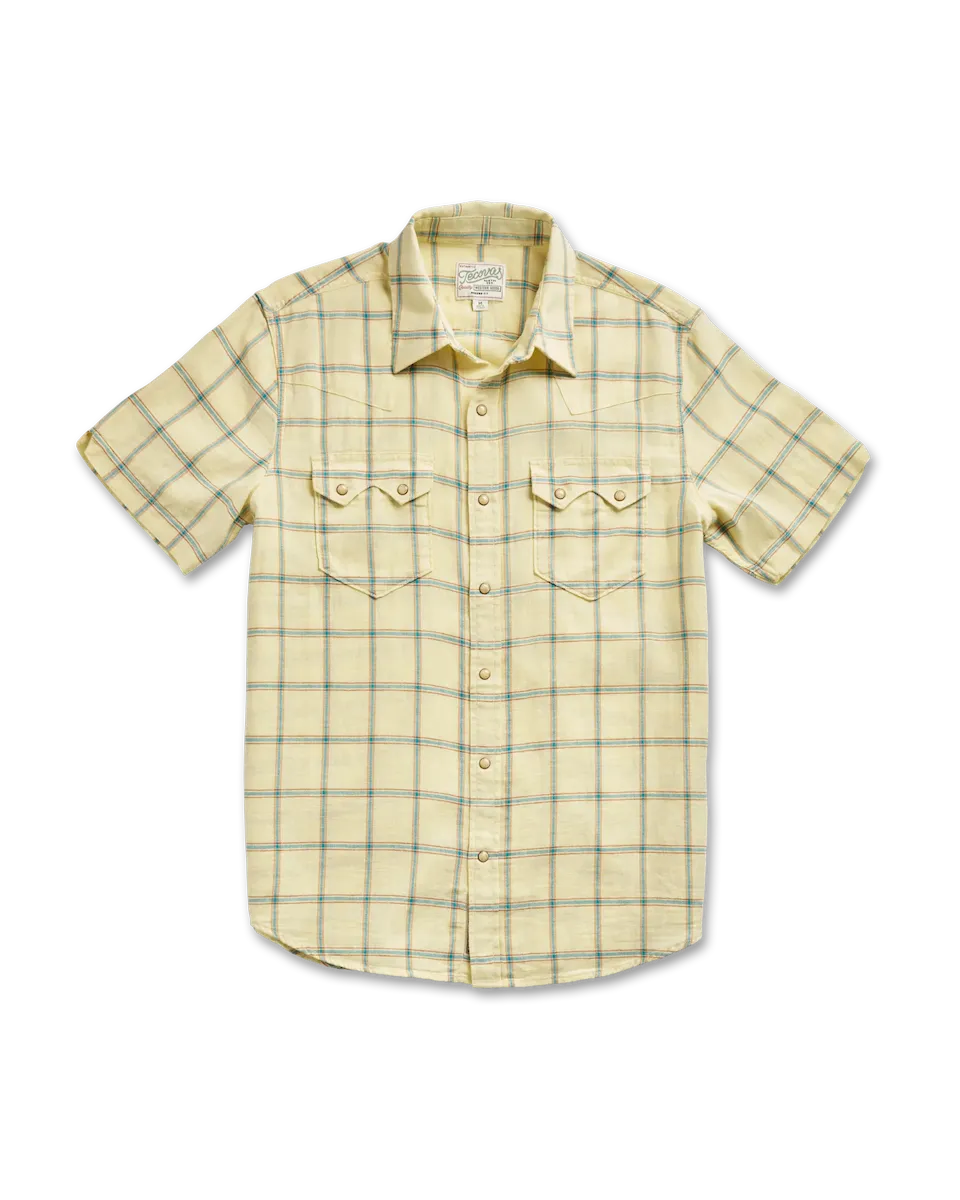 Men's Sawtooth Linen Short Sleeve Pearl Snap