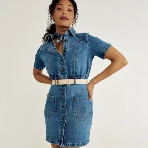 Women's Short Sleeve Denim Dress