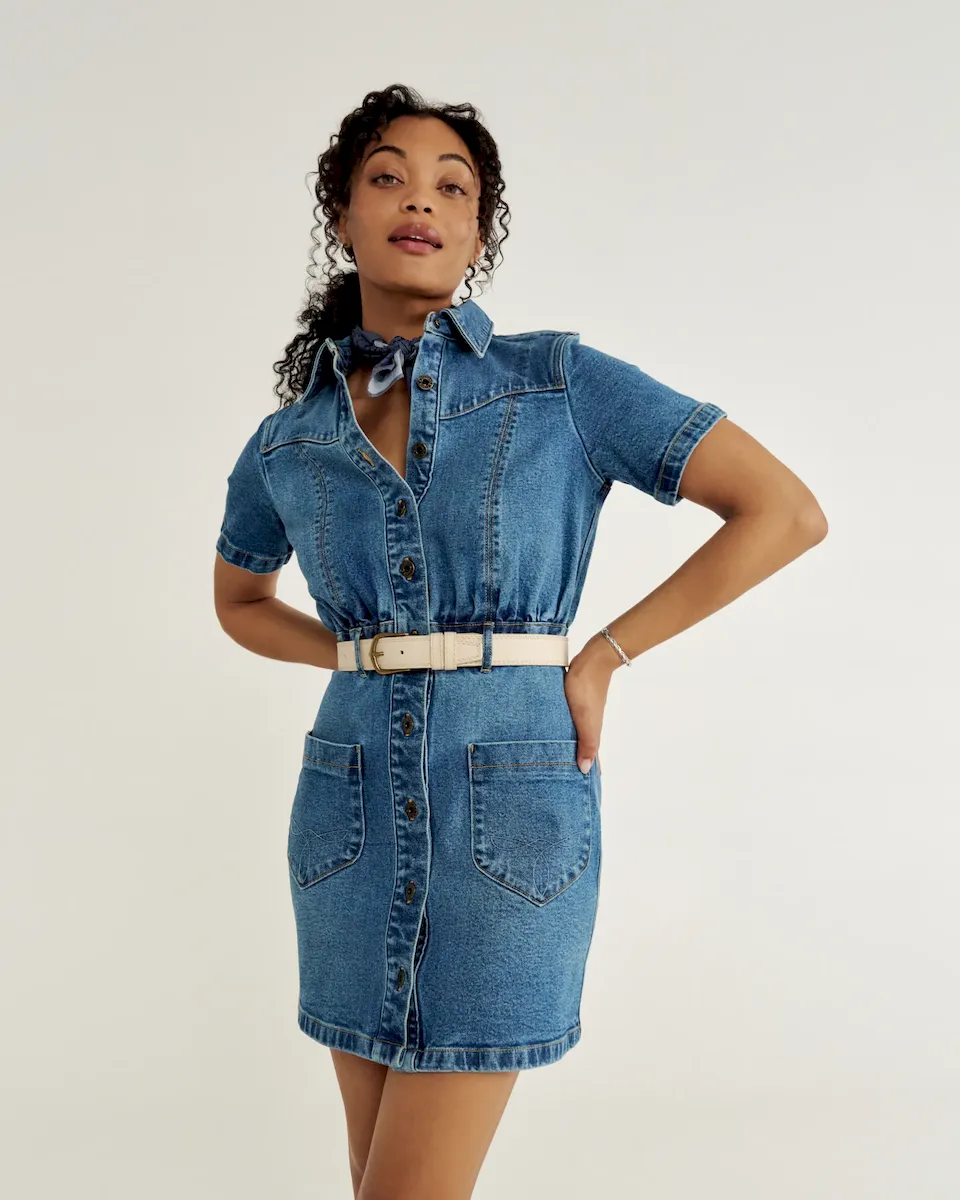 Women's Short Sleeve Denim Dress