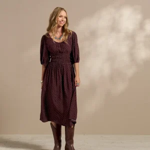 Women's 3/4 Sleeve Ruched Midi Dress