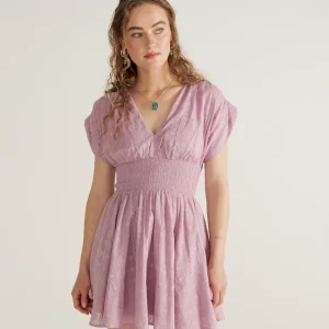 Women's Mini V-Neck Ruched Dress